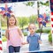 12 Pcs 22" H 4th of July Pinwheels Patriotic American Flag Pinwheels Red Blue White Stars Stripes Wind Spinner